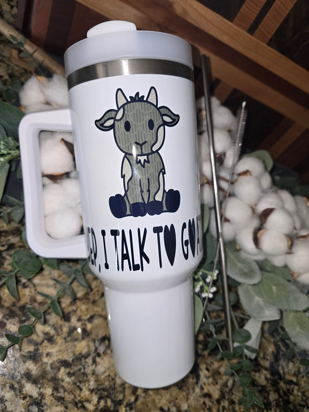 40 oz Tumbler- "Yep, I Talk to Goats" (Cartoon Goat)