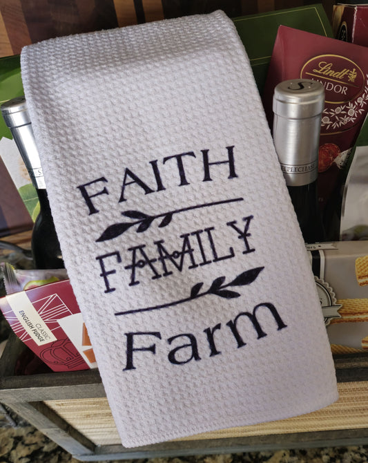 24 x 16" Dish Towel (Faith-Family-Farm Design 3)